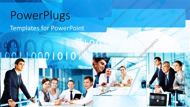  Presentation with people - Collage of business professionals with binary numbers in background