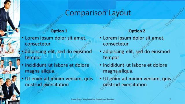 Comparison presentation slide layout