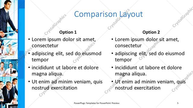 Comparison presentation slide layout