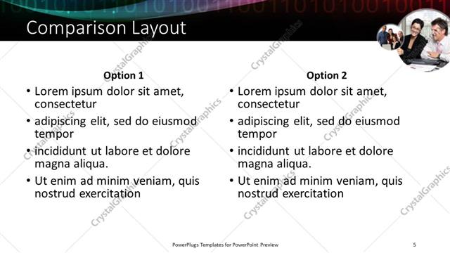 Comparison presentation slide layout