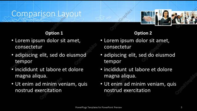 Comparison presentation slide layout