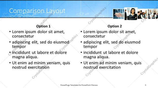 Comparison presentation slide layout