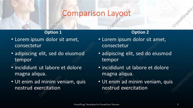 Comparison presentation slide layout