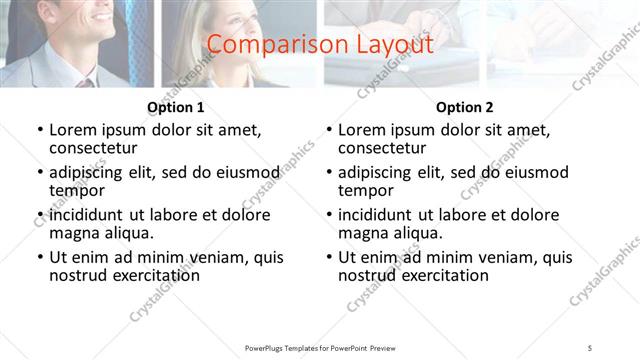 Comparison presentation slide layout