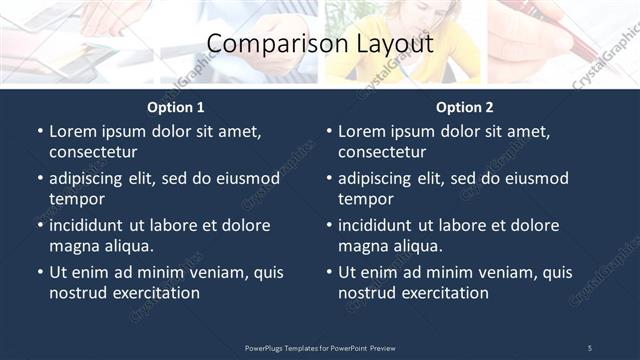 Comparison presentation slide layout