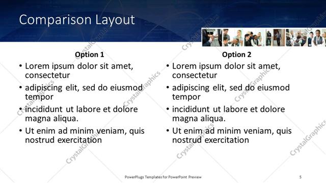 Comparison presentation slide layout