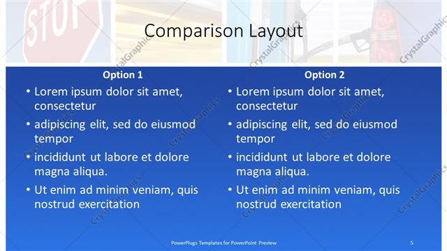 Comparison presentation slide layout