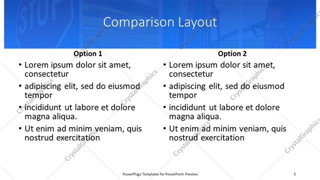 Comparison presentation slide layout