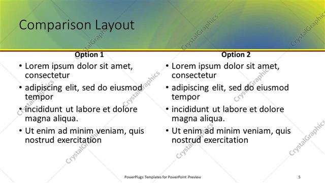 Comparison presentation slide layout