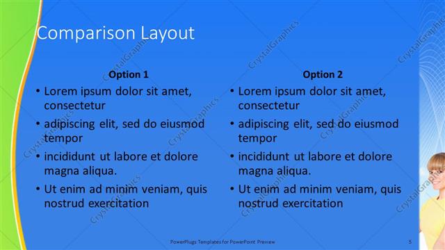 Comparison presentation slide layout