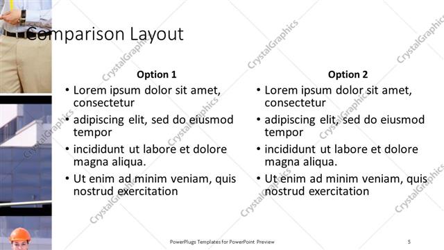 Comparison presentation slide layout