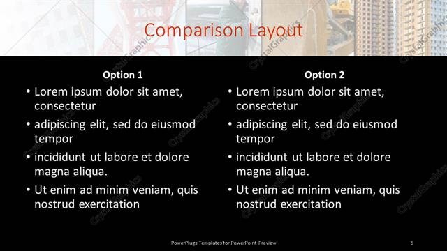 Comparison presentation slide layout
