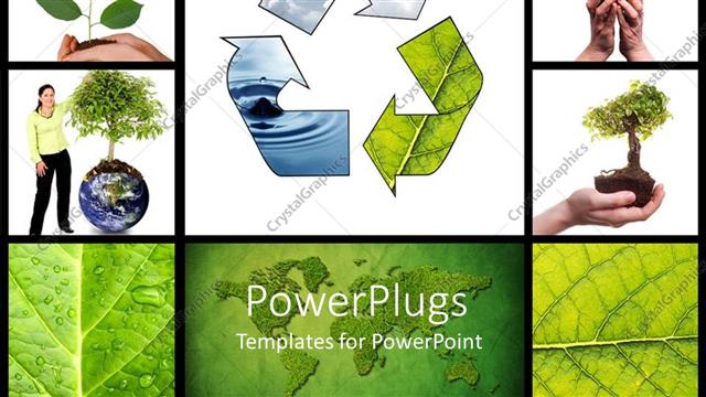  Presentation with recycling - Collage of depictions representing recycling, green living and environment