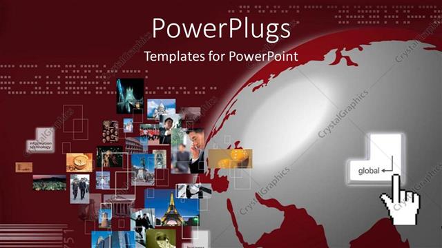  Presentation with tiles - Collage of different business tiles on a wine colored background