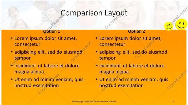 Comparison presentation slide layout
