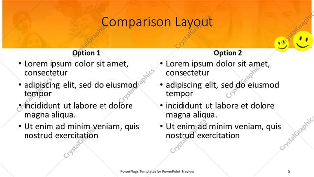 Comparison presentation slide layout