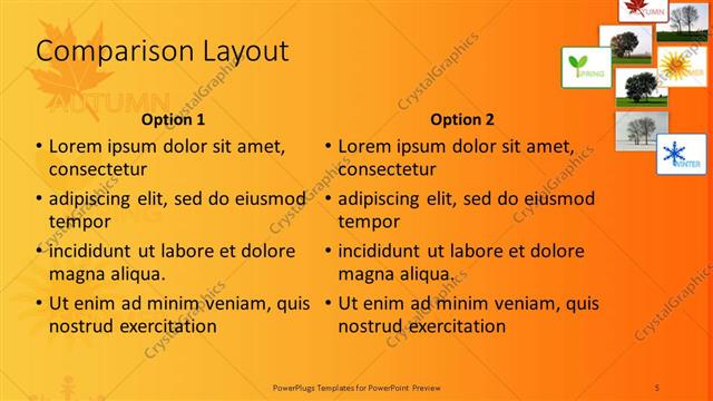 Comparison presentation slide layout