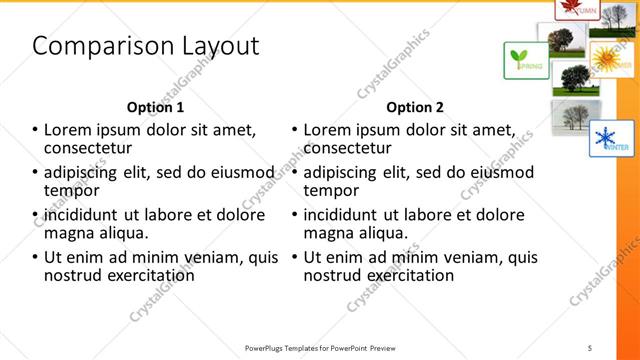 Comparison presentation slide layout