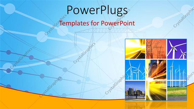  Presentation with electric - Electricity generation and transmission with collage of wind turbines