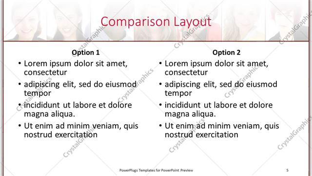 Comparison presentation slide layout