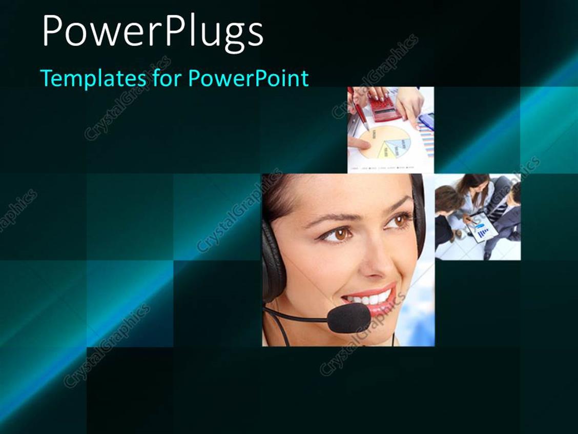 PowerPoint Template Collage Of Female Customer Support Agent With 