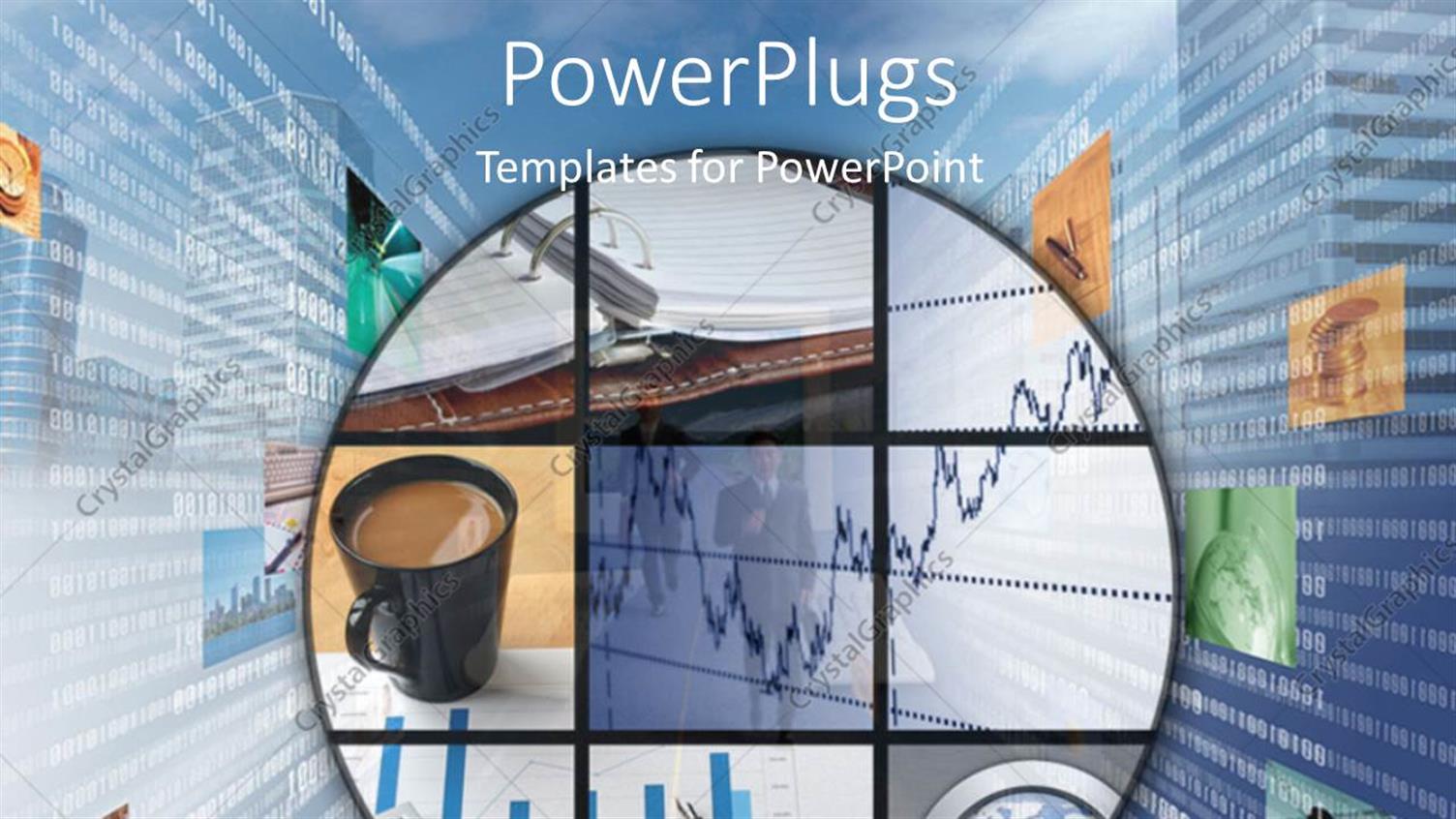 Featuring Collage of Financial Chart Earth Globe and Cup of Coffee 
