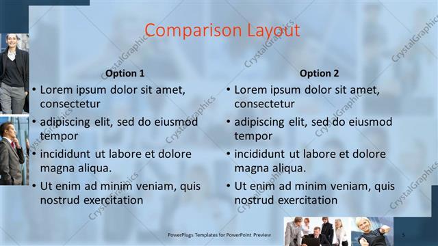 Comparison presentation slide layout