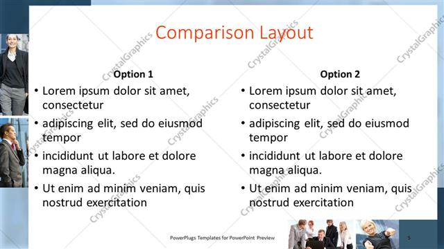 Comparison presentation slide layout