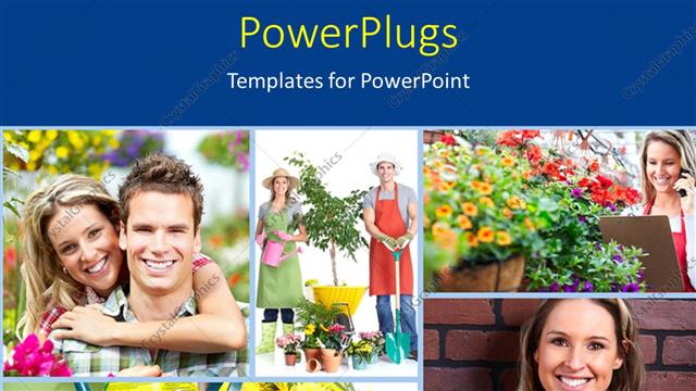  Presentation with people collage - Collage of garden workers with people carrying flowers and watering can