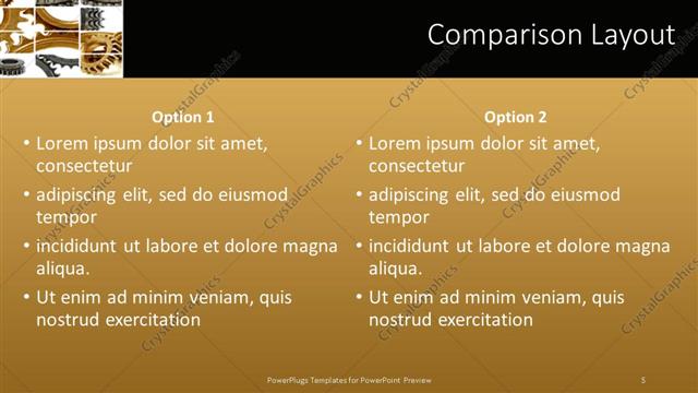 Comparison presentation slide layout