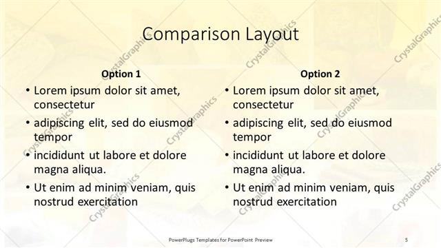 Comparison presentation slide layout