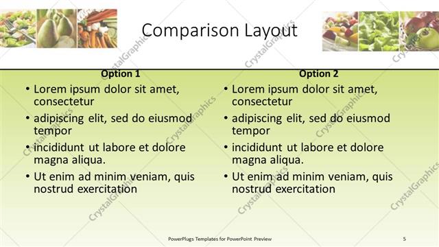 Comparison presentation slide layout