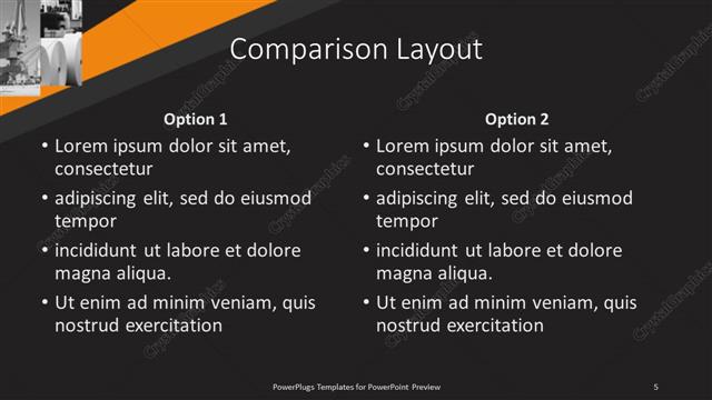 Comparison presentation slide layout