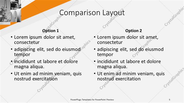 Comparison presentation slide layout