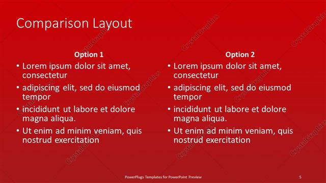 Comparison presentation slide layout