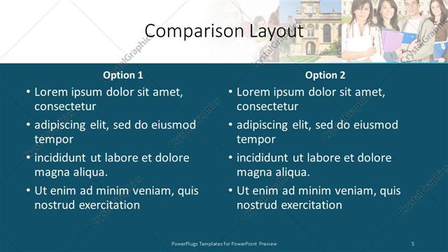 Comparison presentation slide layout