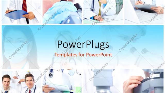  Presentation with collage medical - Collage of Medical doctors taking note with stethoscope and microscope