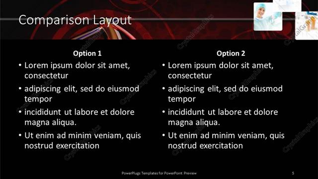 Comparison presentation slide layout