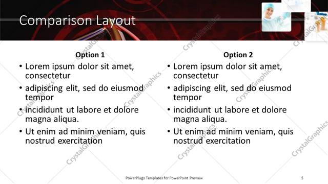 Comparison presentation slide layout