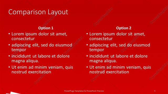 Comparison presentation slide layout