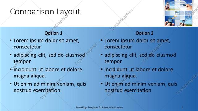 Comparison presentation slide layout