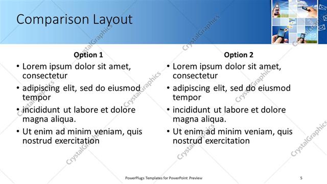 Comparison presentation slide layout