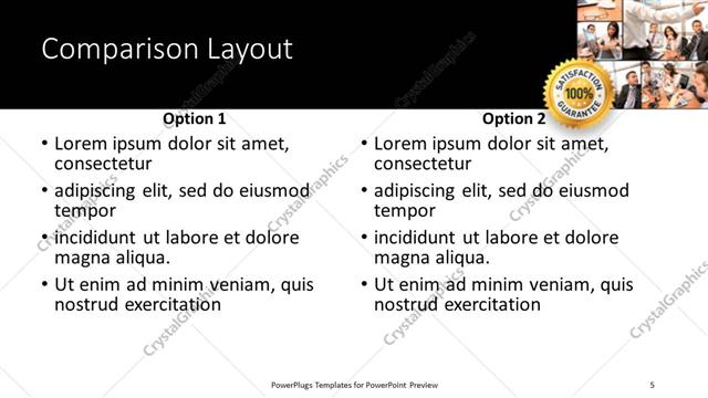Comparison presentation slide layout