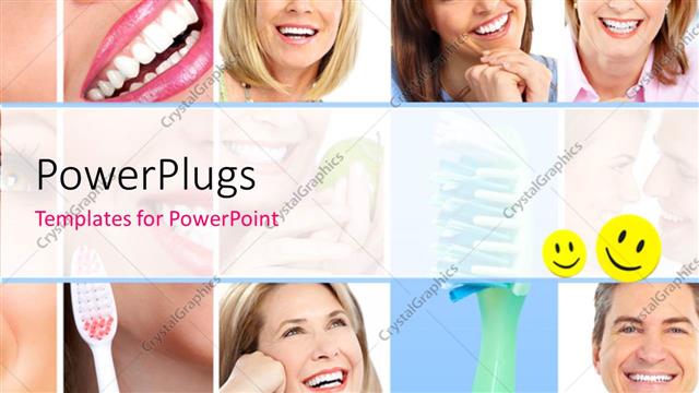  Presentation with people collage - Collage of people with whitened teeth through proper dental care?