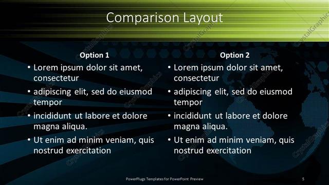 Comparison presentation slide layout