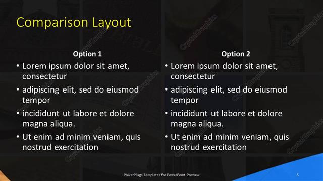 Comparison presentation slide layout