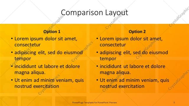 Comparison presentation slide layout