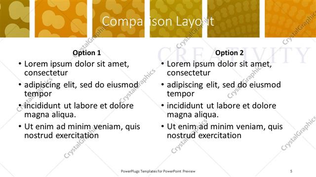 Comparison presentation slide layout