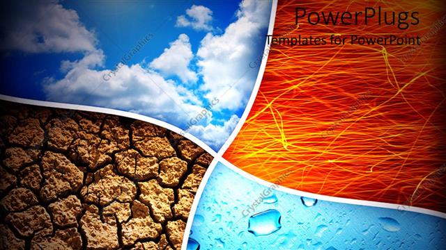  Presentation with elements - Collage representing the four nature elements, air, fire, earth and water