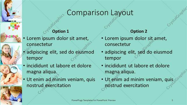 Comparison presentation slide layout